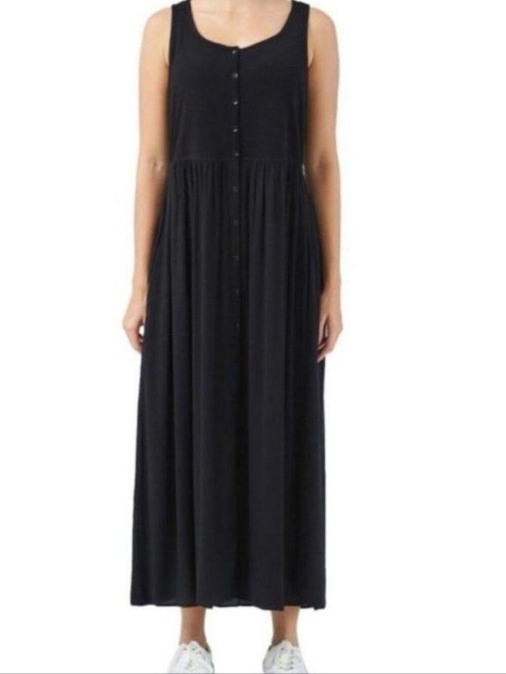 Frye Black Button Up Sleeveless Maxi Dress, L